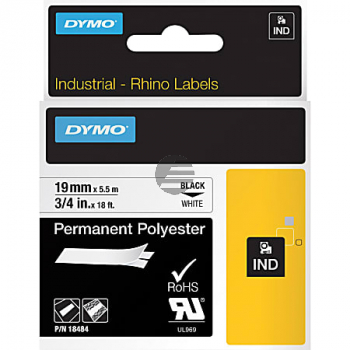 Dymo Rhino Permanent Polyester 19 mm 5,5 m schwarz auf weiß