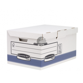 Fellowes Archivbox A4 Maxi Bankers Box mit Klappdeckel, blau/weiß